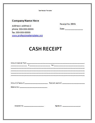Free Printable Cash Receipt Templates