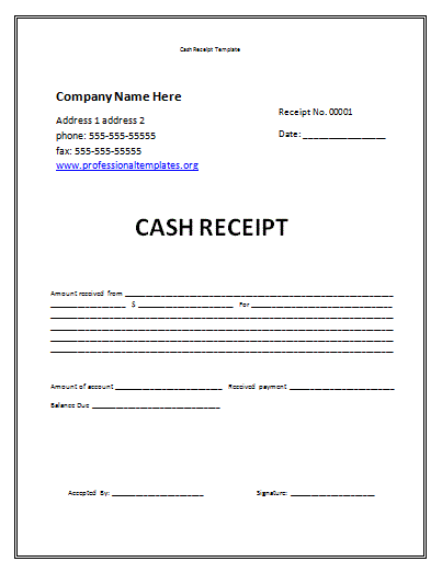 Cash Receipt Template Professional Word Templates Cash Receipt Template Professional Word Templates