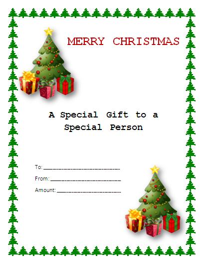 Free Christmas Gift Card Template Word