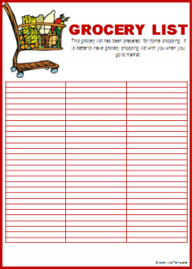 Grocery List Template on Grocery List Template