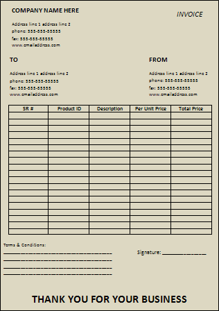 Template  Invoice on Invoice Template   Professional Word Templates