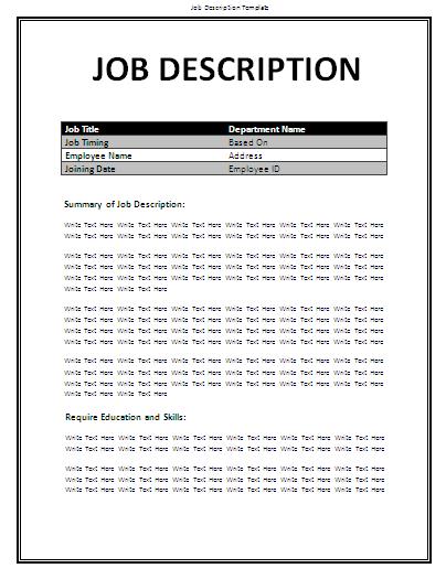 Job description format dessler