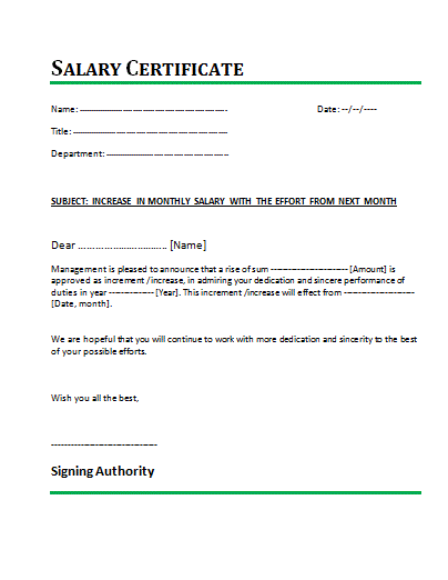 Salary Certificate Template from www.professionaltemplates.org