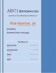  Card Template on Name Card Template   Professional Word Templates