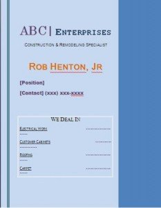  Card Template on Name Card Template   Professional Word Templates