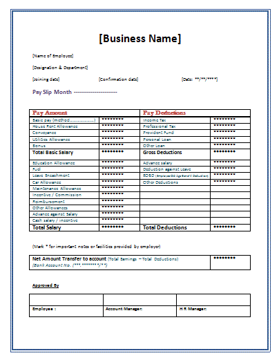 Blank Payslip Template Free