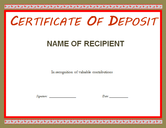 Certificate of Deposit Template Professional Word Templates