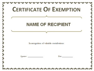 Certificate of Exemption Template