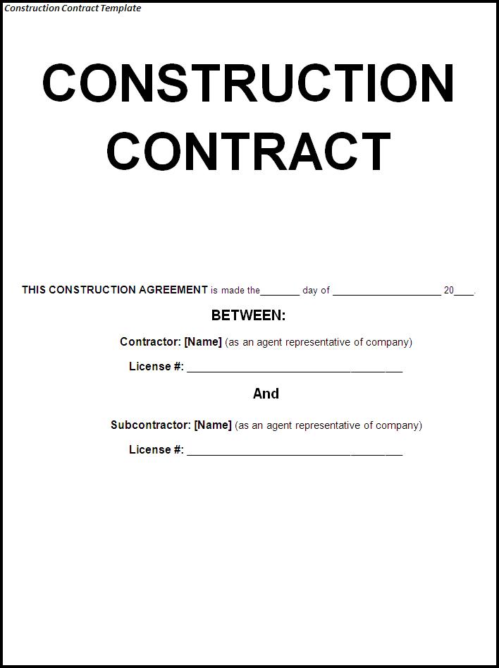 Basic Construction Contract Template