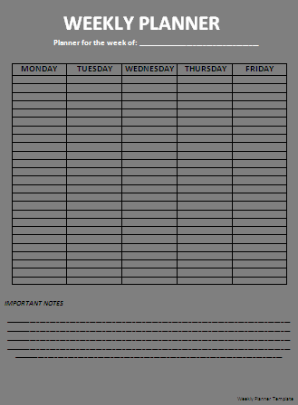 Weekly schedule template