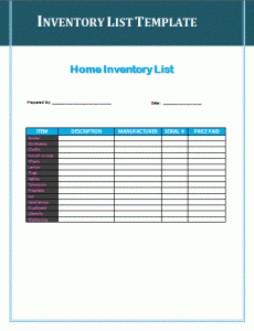 inventory list template