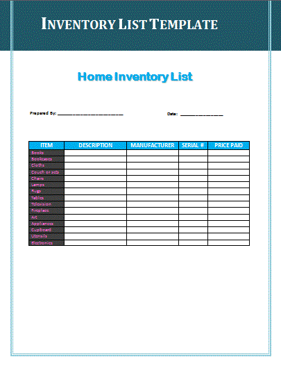 Inventory Template Word from www.professionaltemplates.org