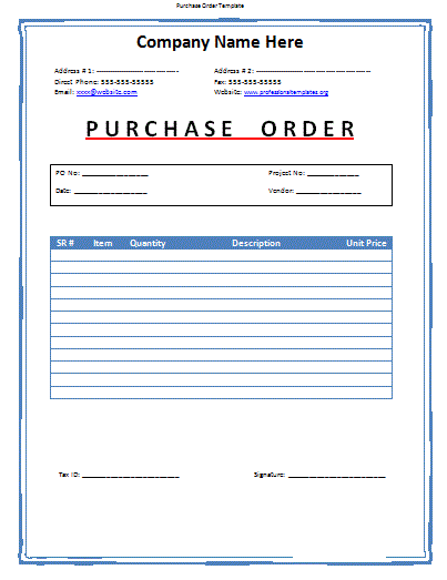 Construction Purchase Order Template from www.professionaltemplates.org