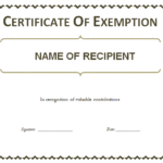 Certificate of Exemption Template