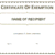 Certificate of Exemption Template