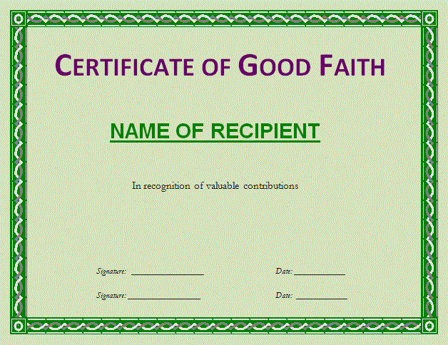 Bona Fide Certificate Template