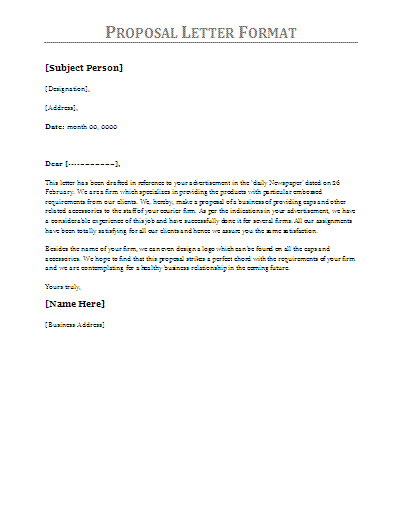 Proposal Letter Samples | Professional Word Templates