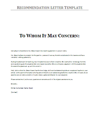 Recommendation Letter Samples Professional Word Templates recommendation-letter-samples-professional-word-templates