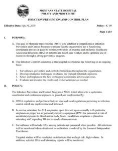 Infection Pervention and Control Plan Template