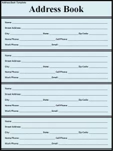 Address Book Template address book template