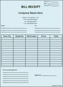Bill Receipt Template