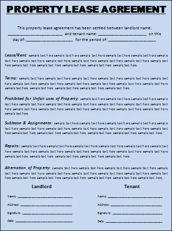 Lease agreement template