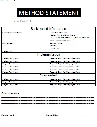 Method statement template