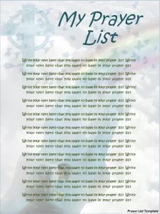 prayer list template