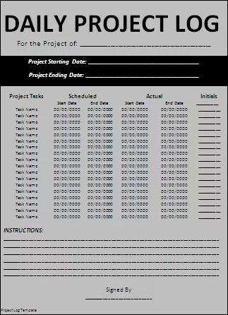 Project log template