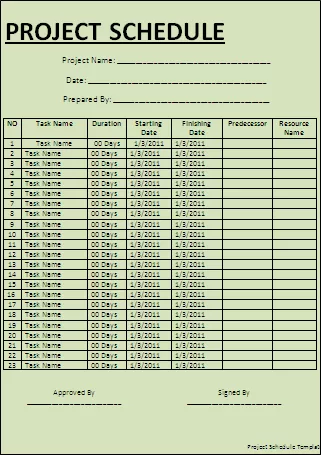 Project-Schedule-Template project schedule template