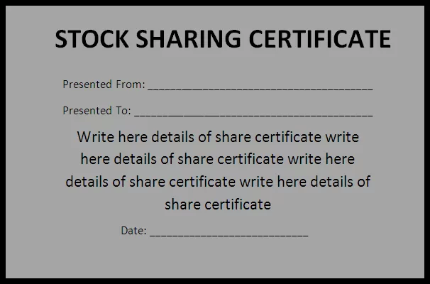 share certificate template