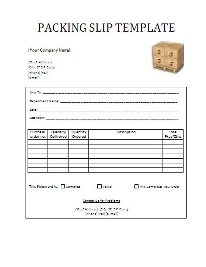 packing slip template