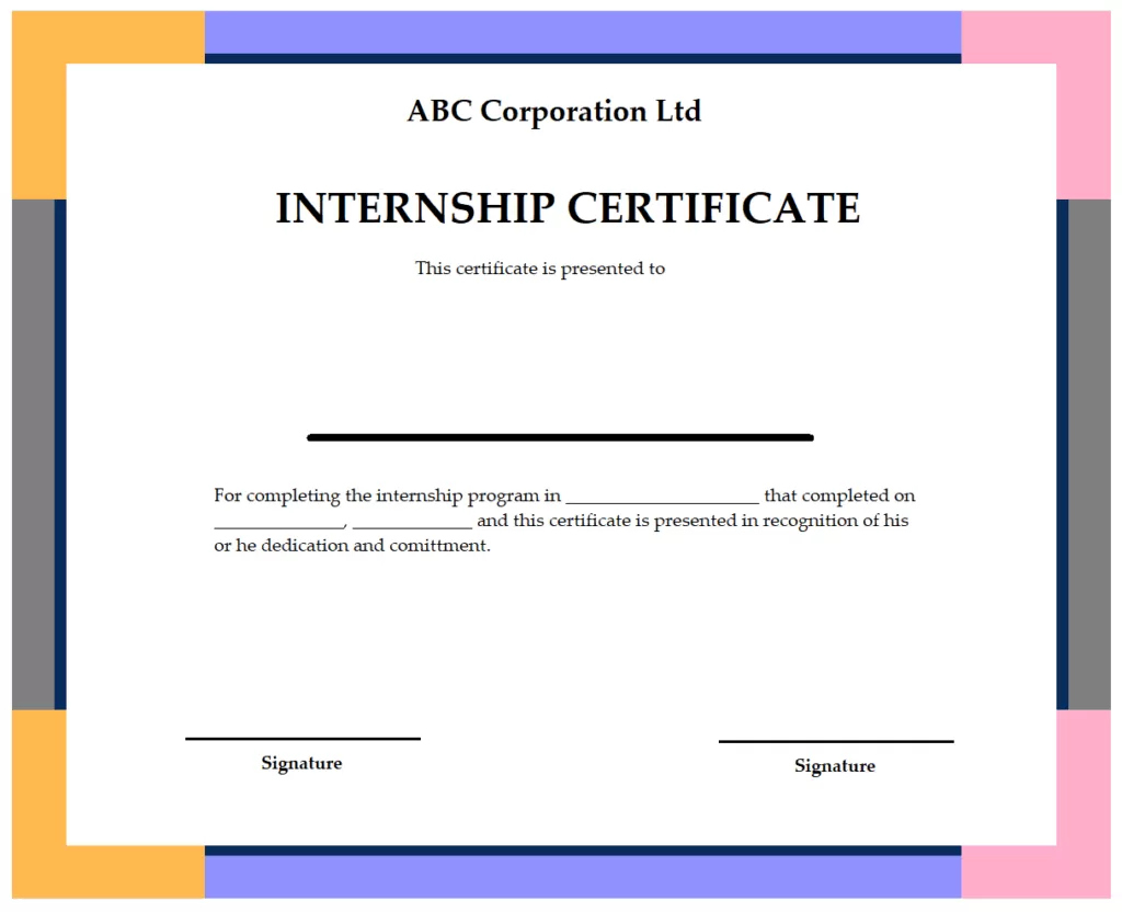 Internship Certificate Template
